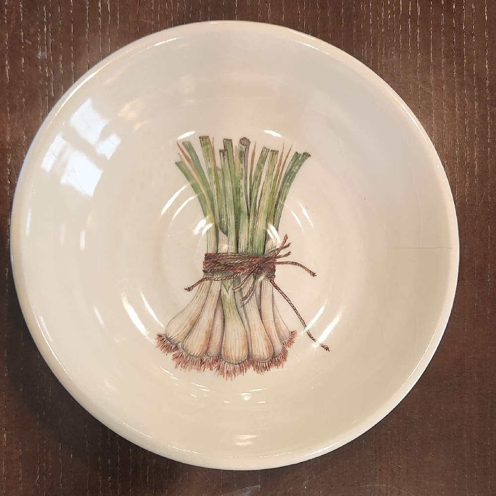 Decorative Ceramic Bowl with Scallion Design